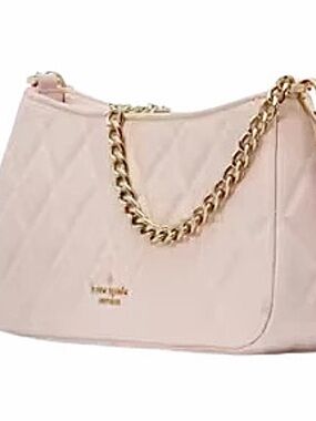 kate spade Quilted Shoulder Bag in Pale Pink with Gold Chain